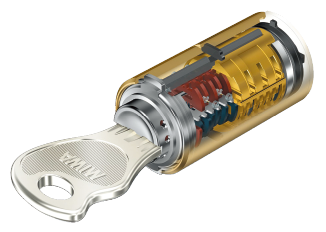 可変タンブラーシリンダーリバーシブルキー（ディンプルキー）