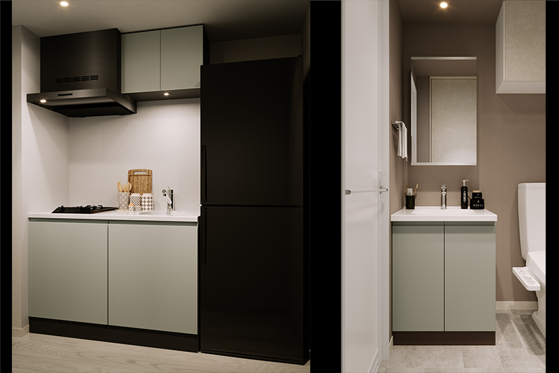 RELUXIA立石Ⅱキッチン、洗面所